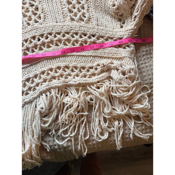 Free People Women’s Higher Love Crochet Open Knit Boho Sweater Cream Size XS - Picture 6 of 9